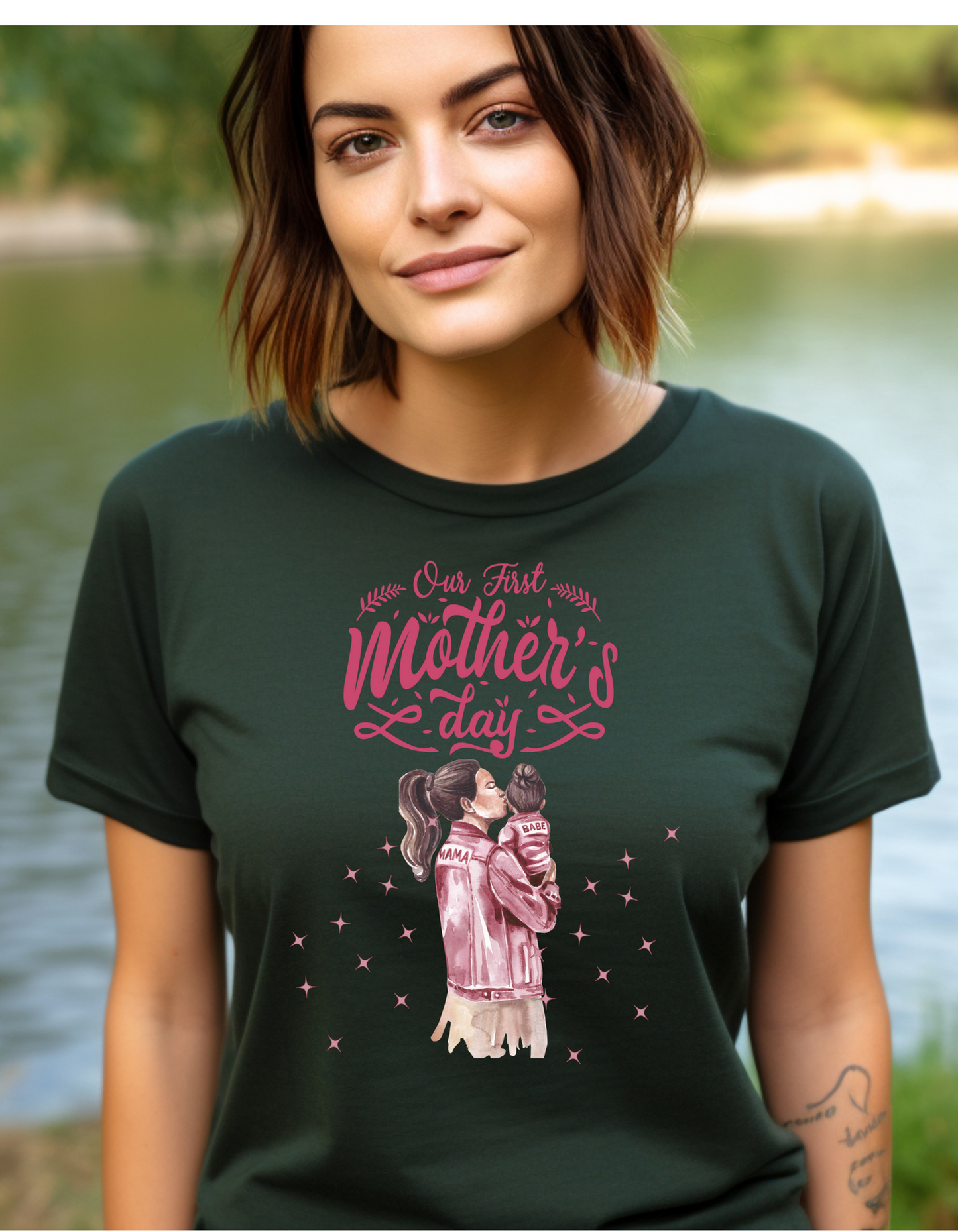 T-Shirt Our First Mother's Day Pink Mother and Daughter Unisex Jersey Short Sleeve Tee