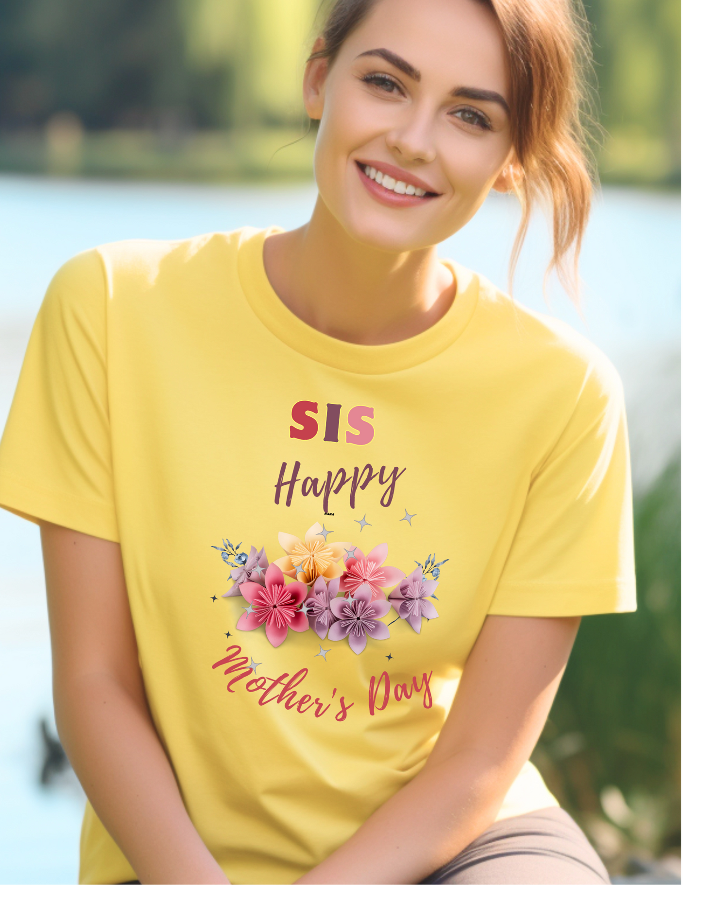 Celebrate Mother's Day with a special t-shirt for your sister! Our "Sis Happy Mother's Day" tee features a beautiful bouquet of flowers.