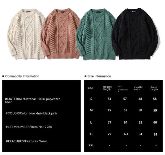 Elegant Rhombus Round Knit Sweater