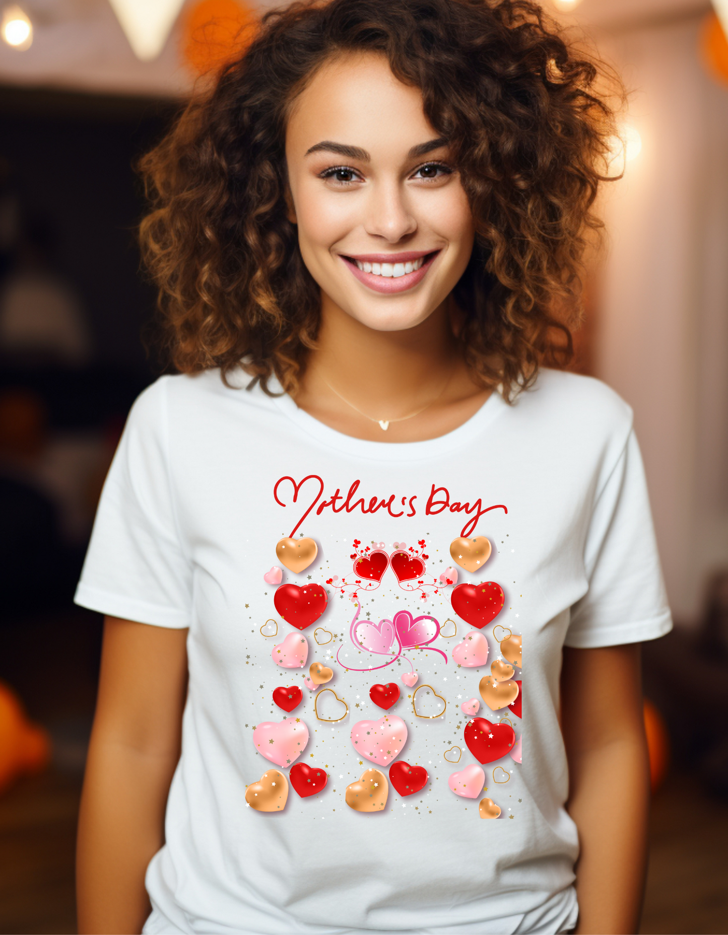 Celebrate Mother's Day in style with our adorable Mother's Day t-shirt! Featuring colorful hearts in different sizes, perfect gift for Mom.