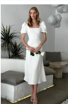 Freya Square Neck Midi Dress - Elegant Summer Style