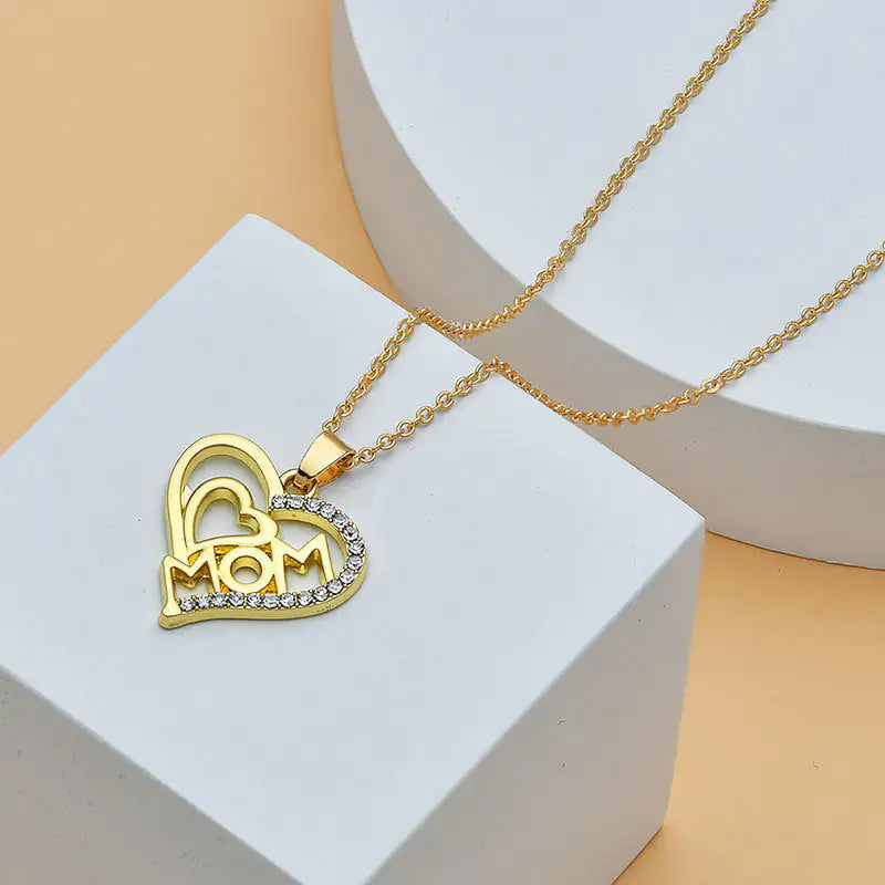 Diamond Heart Shaped Mom Necklace