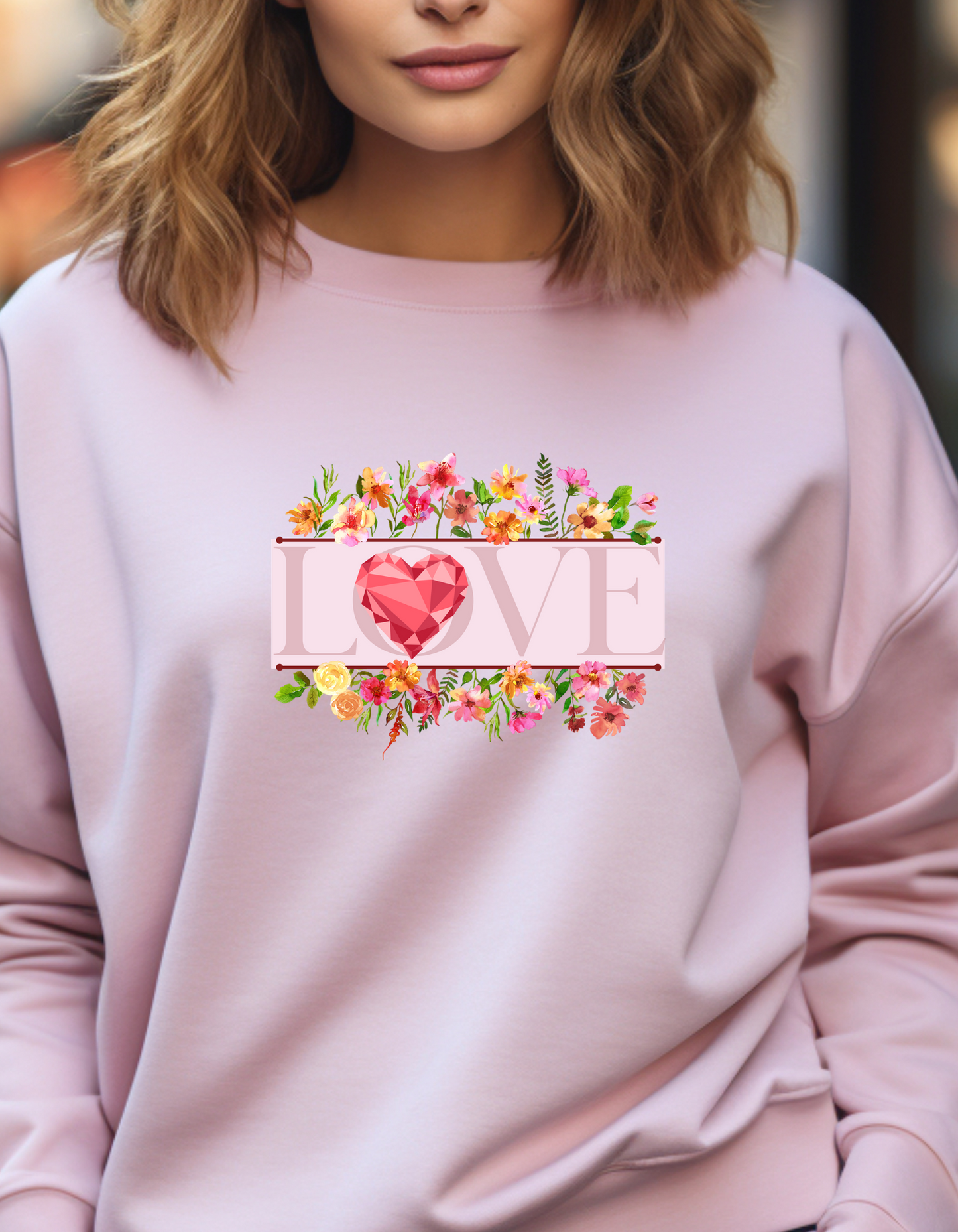 Wild Pink Flower Bouquet LOVE Sweatshirt