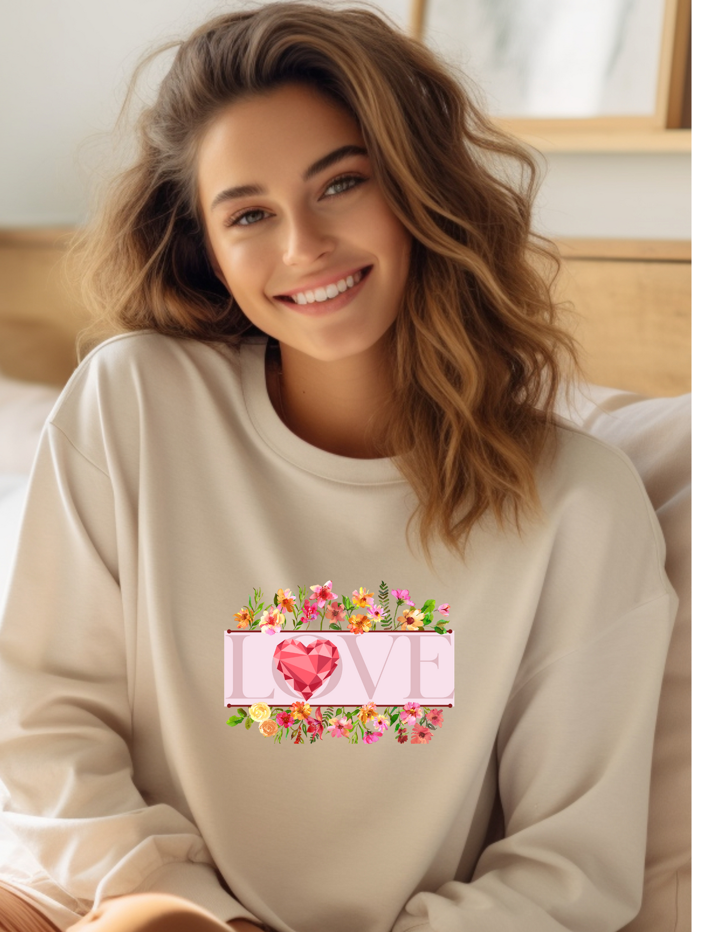 Wild Pink Flower Bouquet LOVE Sweatshirt