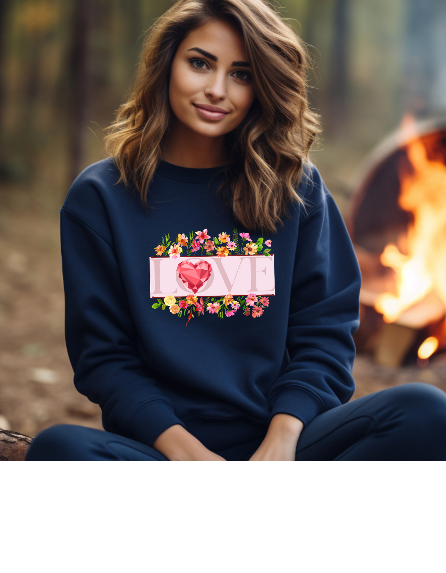 Wild Pink Flower Bouquet LOVE Sweatshirt