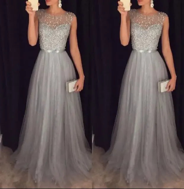 New Spring/Summer Women's Sequin Dress with Mesh Sleeves