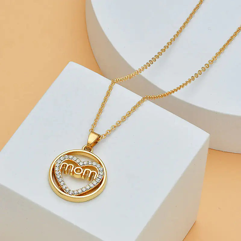 Diamond Heart Shaped Mom Necklace