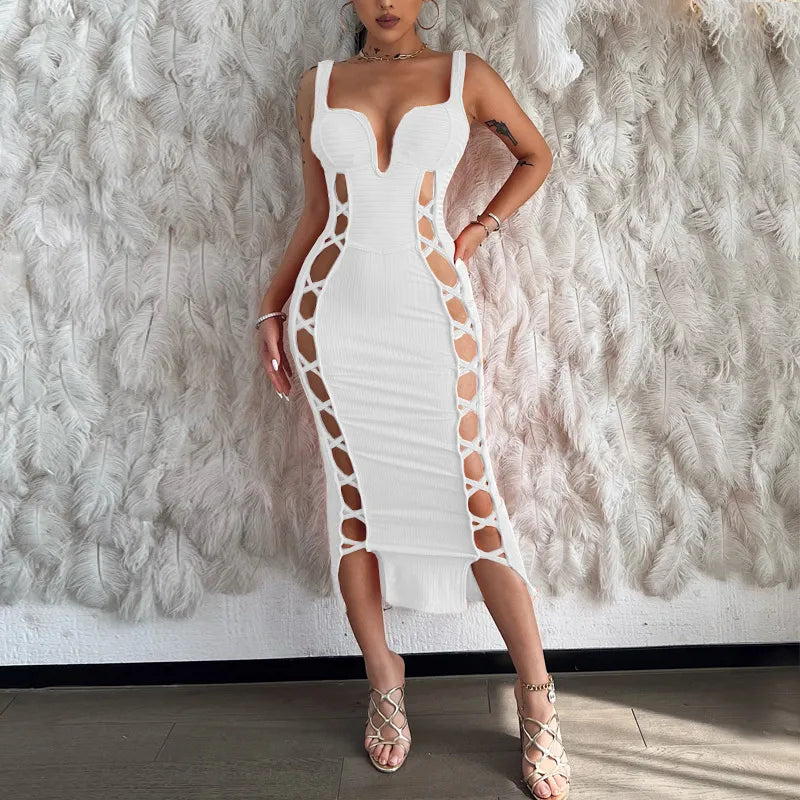 Sophisticated Hollow Tie Dress