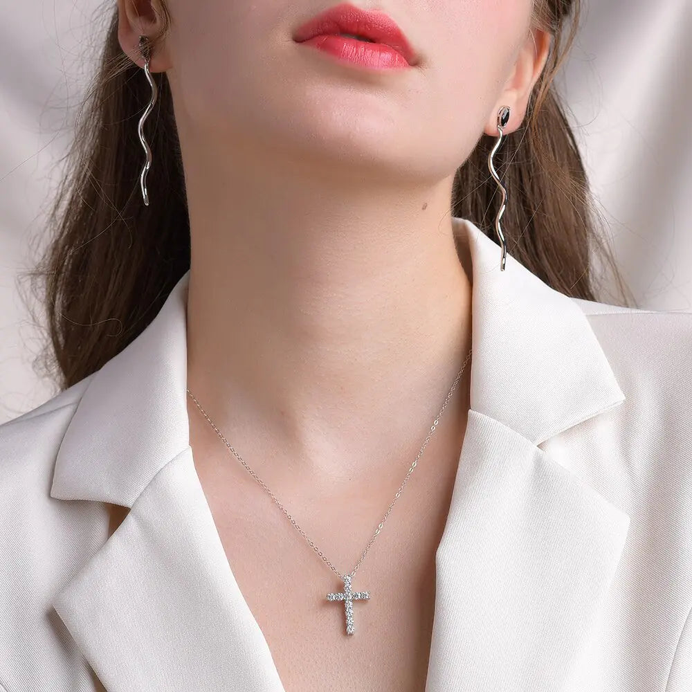 Elegant Moissanite Cross Pendants For Women