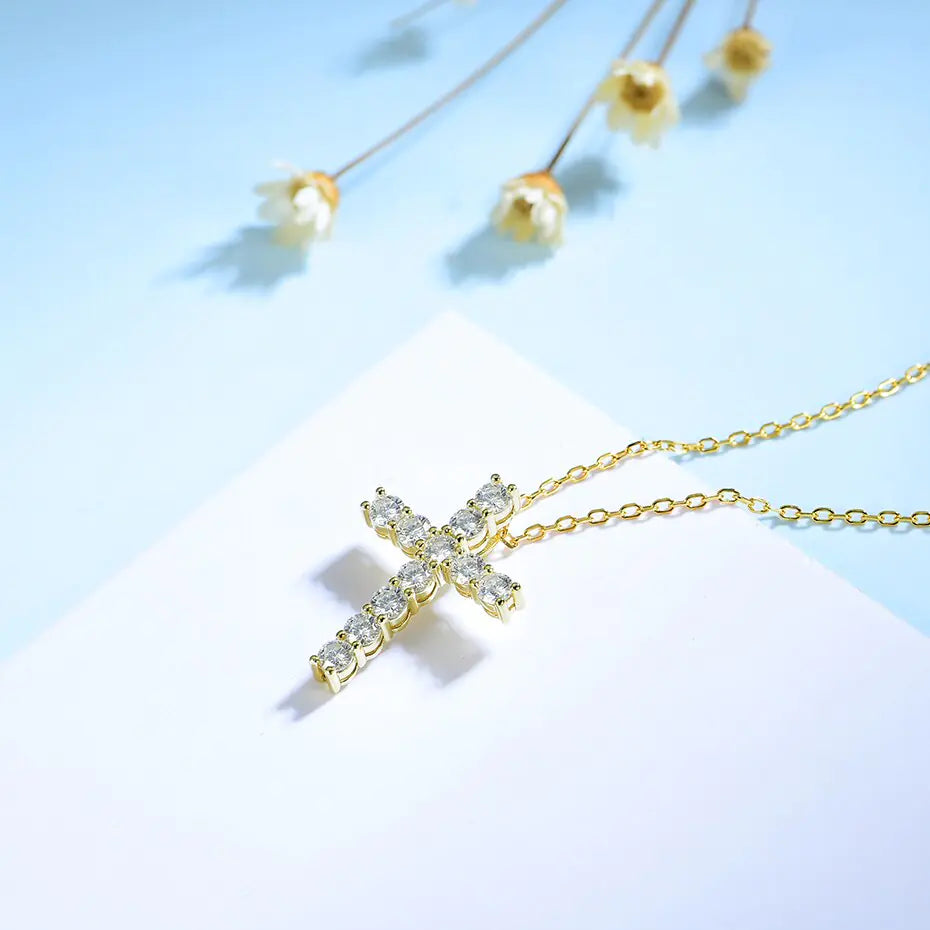 Elegant Moissanite Cross Pendants For Women