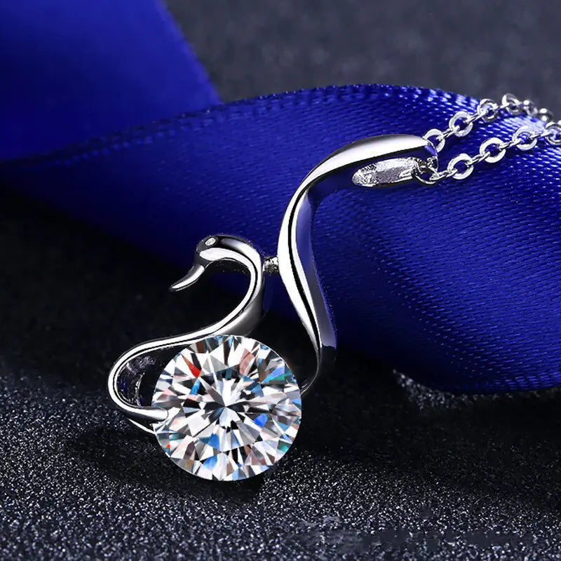 Breathtaking Moissanite Swan Diamond Necklace