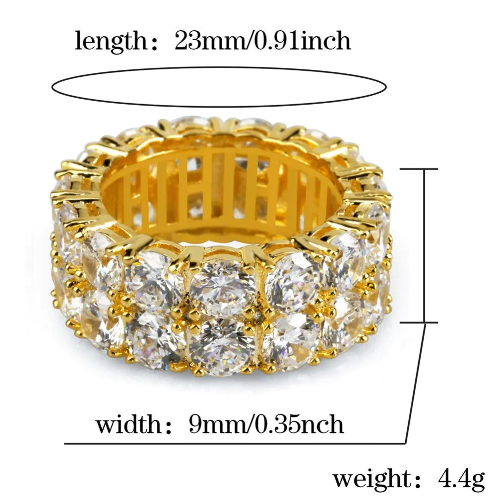 TOPGRILLZ Waterproof Jewelry - 2 Row CZ Solitaire Ring