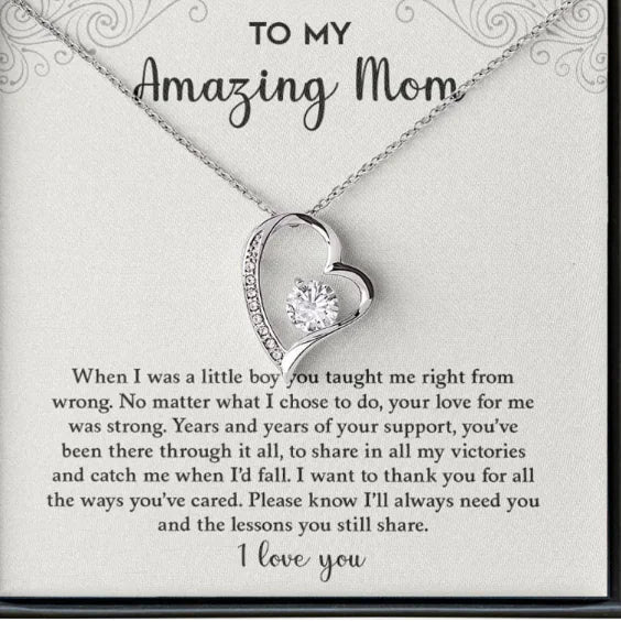 Elegant Zircon Heart Necklace Gift for Mom