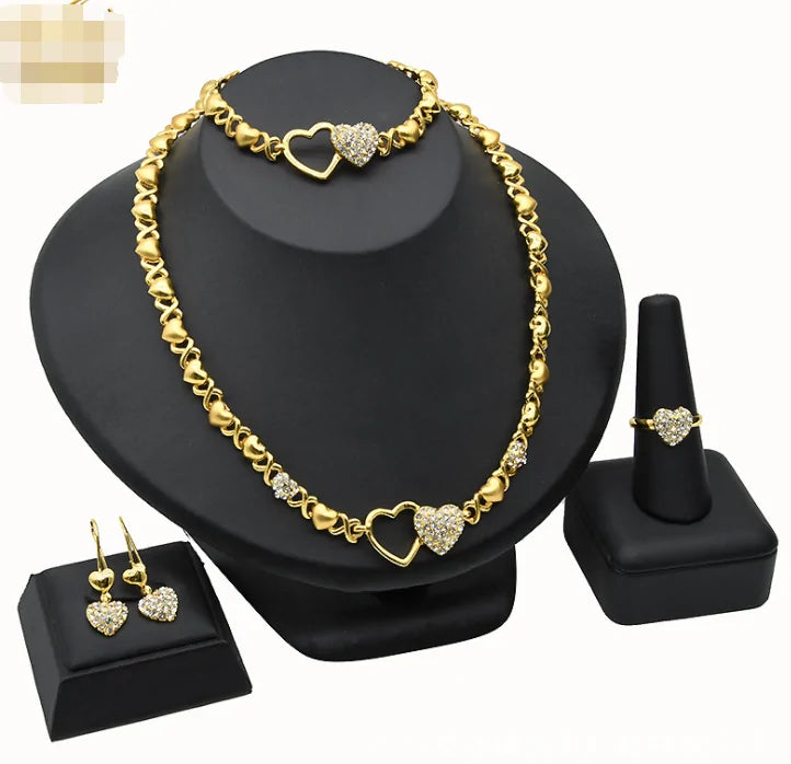 Gold Wedding Engagement Jewelry Set