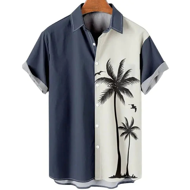 3D Coconut Tree Hawaiian Shirts For Men Summer Beach Short Sleeve