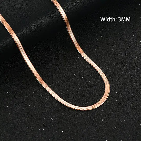 Unique Flat Gold Color Stainless Steel Necklace Blade Chain