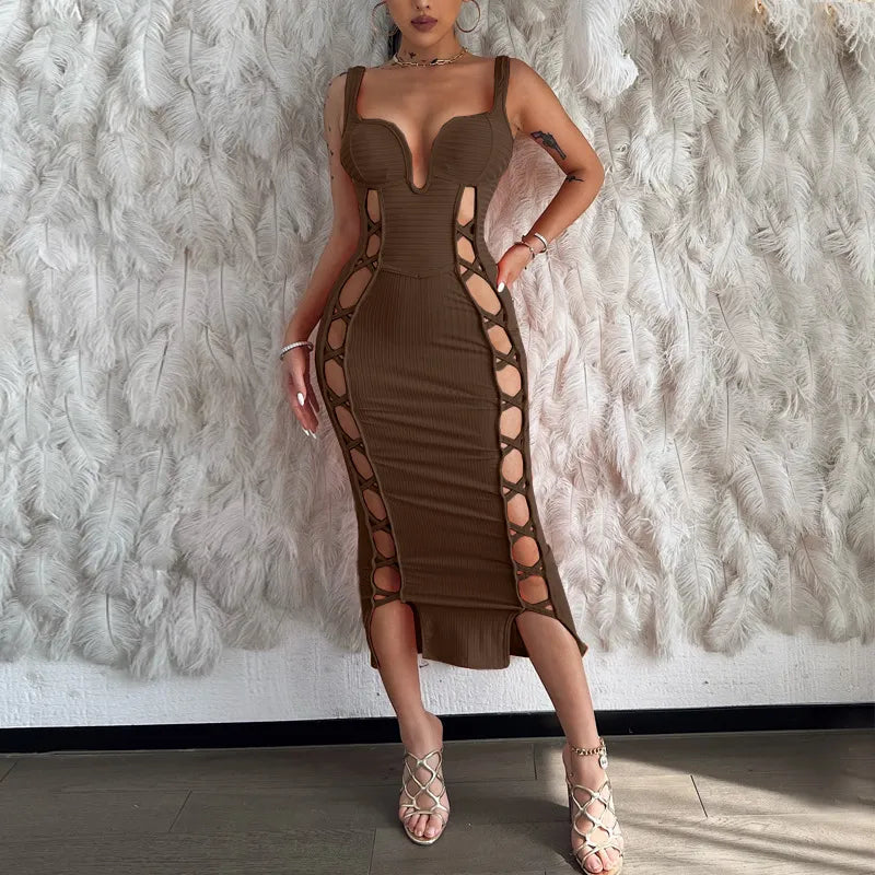 Sophisticated Hollow Tie Dress
