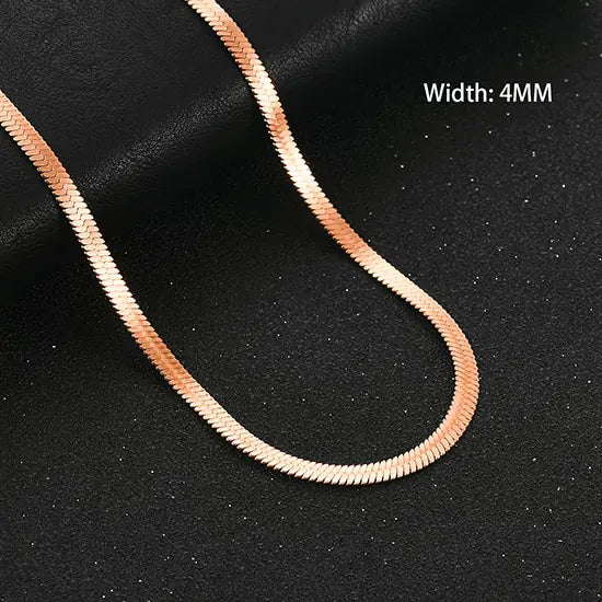 Unique Flat Gold Color Stainless Steel Necklace Blade Chain