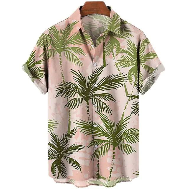 3D Coconut Tree Hawaiian Shirts For Men Summer Beach Short Sleeve