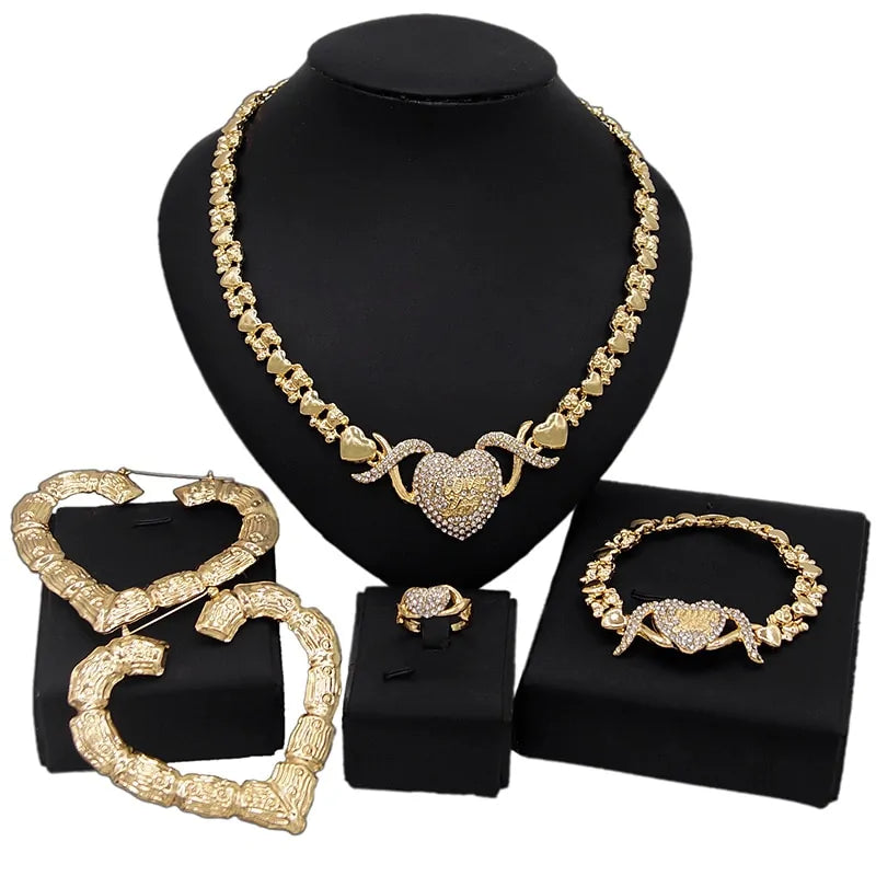 Gold Wedding Engagement Jewelry Set