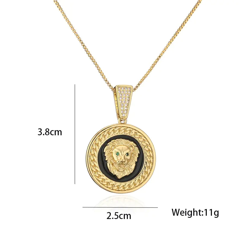 Geometric Shaped Golden/Silver Color Lion Pendant Necklace