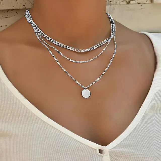 Layered Crystal Pearl Pendant Necklace