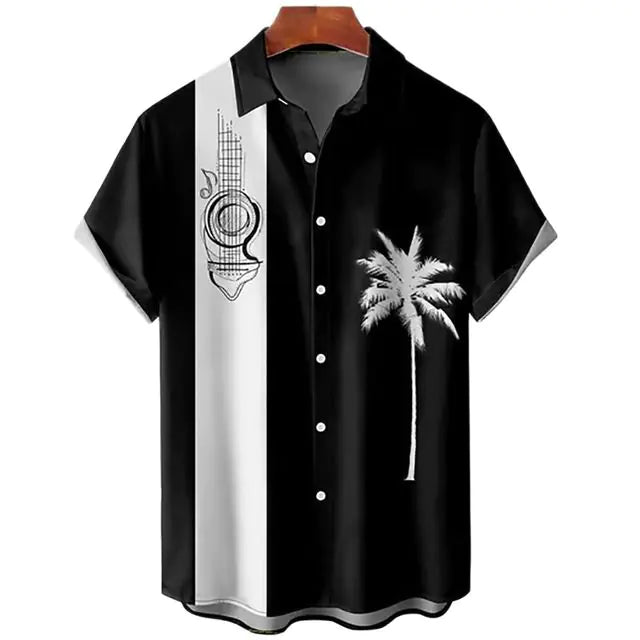 3D Coconut Tree Hawaiian Shirts For Men Summer Beach Short Sleeve