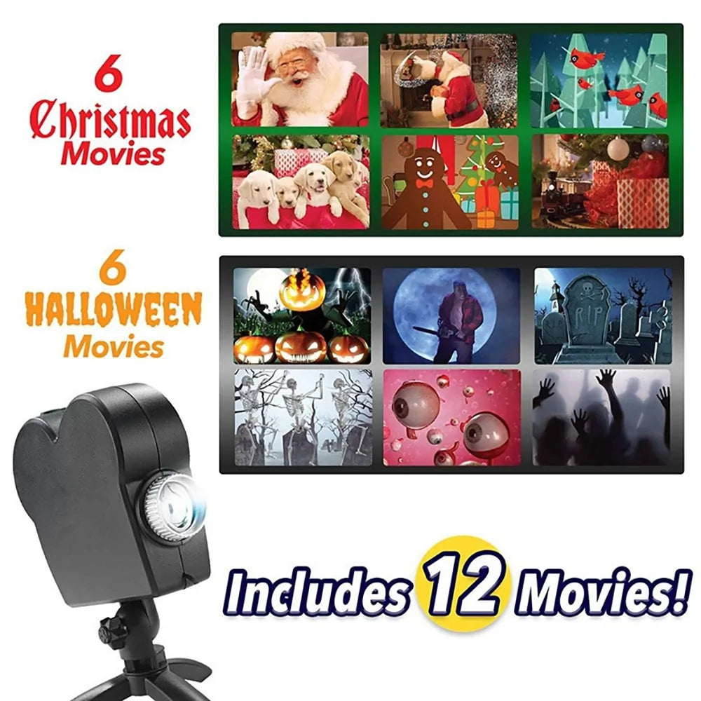 Perfect Christmas and Halloween Laser Projector with Tripod and Built in 12 Movies