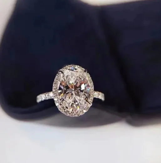 Egg-shaped Moissanite Diamond Ring