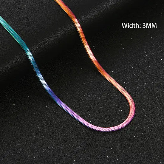 Unique Flat Gold Color Stainless Steel Necklace Blade Chain