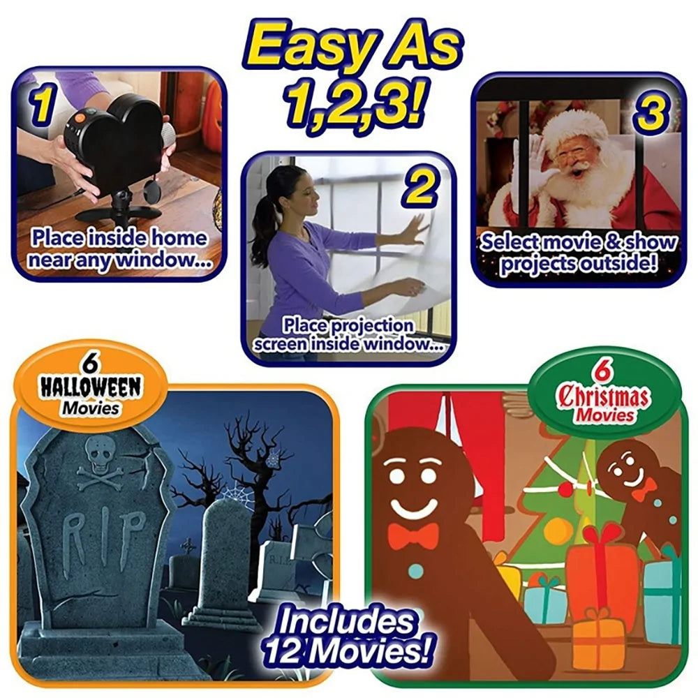 Perfect Christmas and Halloween Laser Projector with Tripod and Built in 12 Movies