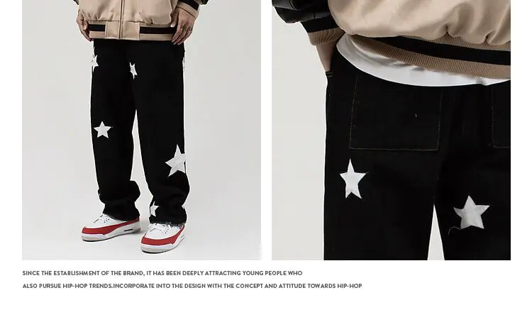 Hip-Hop Star Embroidered Jeans
