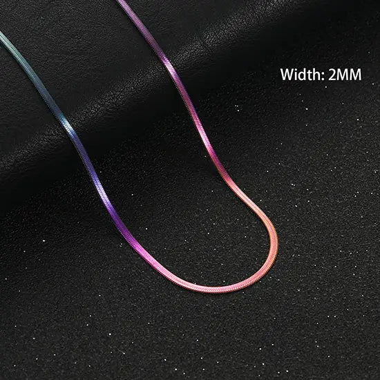 Unique Flat Gold Color Stainless Steel Necklace Blade Chain