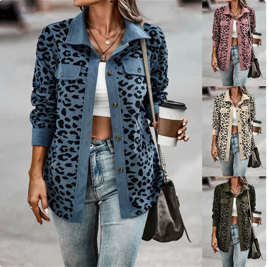 Stylish Leopard Print Ladies' Jacket