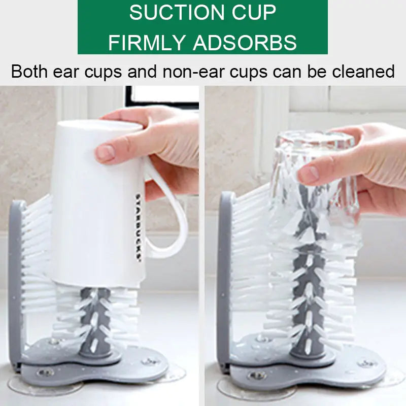 Cup Scrubber Glass Cleaner Bottles Brush Sink Kitchen Accessories 2 in 1 Drink Mug Wine Suction Cup Cleaning Brush Gadgets. Cleaning Brush Cup Scrubber