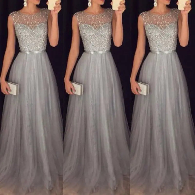 New Spring/Summer Women's Sequin Dress with Mesh Sleeves