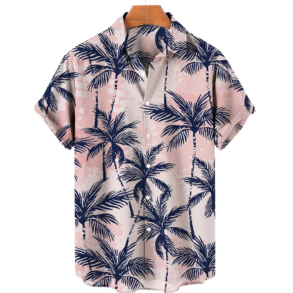 3D Coconut Tree Hawaiian Shirts For Men Summer Beach Short Sleeve