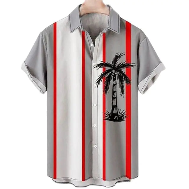 3D Coconut Tree Hawaiian Shirts For Men Summer Beach Short Sleeve