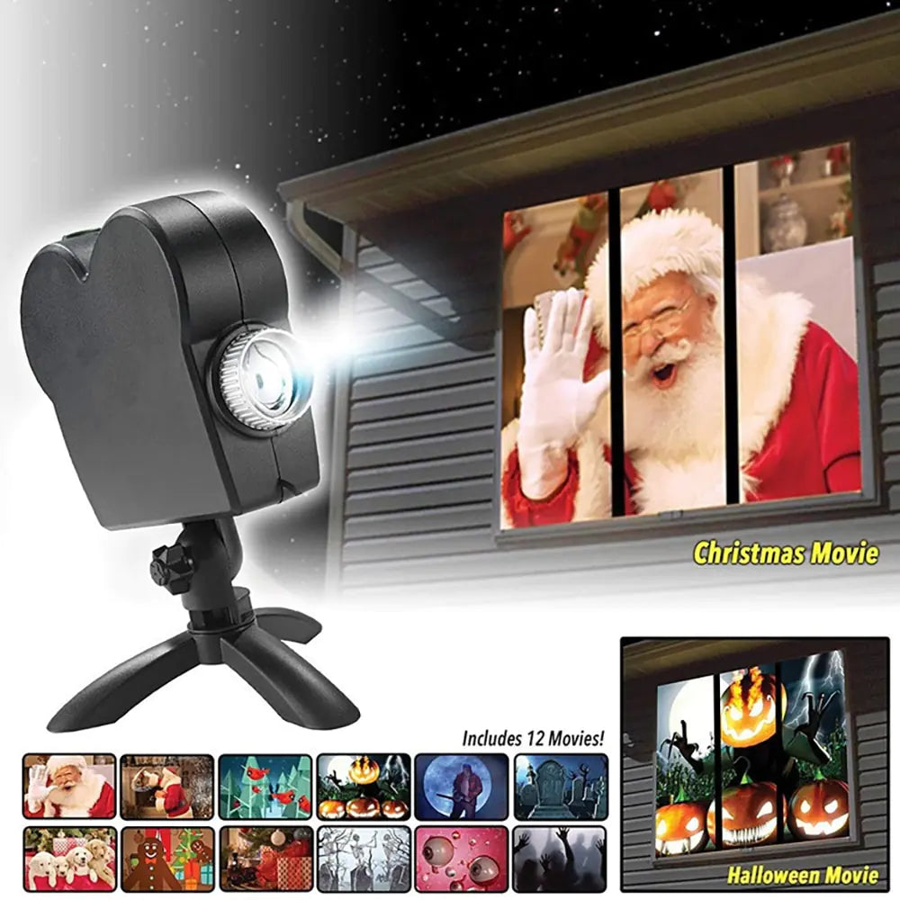 Perfect Christmas and Halloween Laser Projector with Tripod and Built in 12 Movies