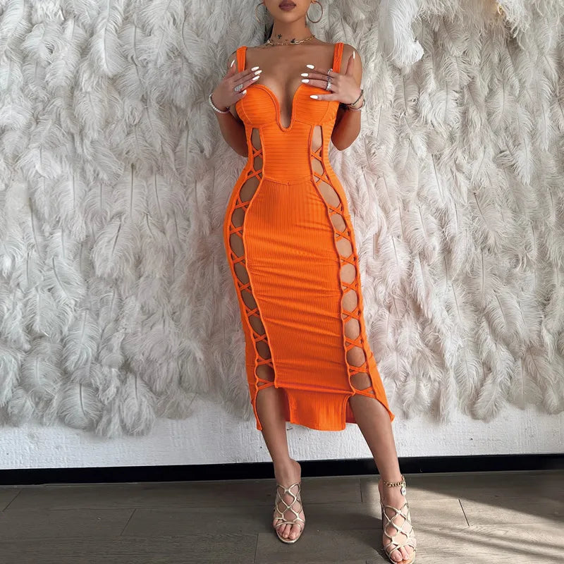 Sophisticated Hollow Tie Dress