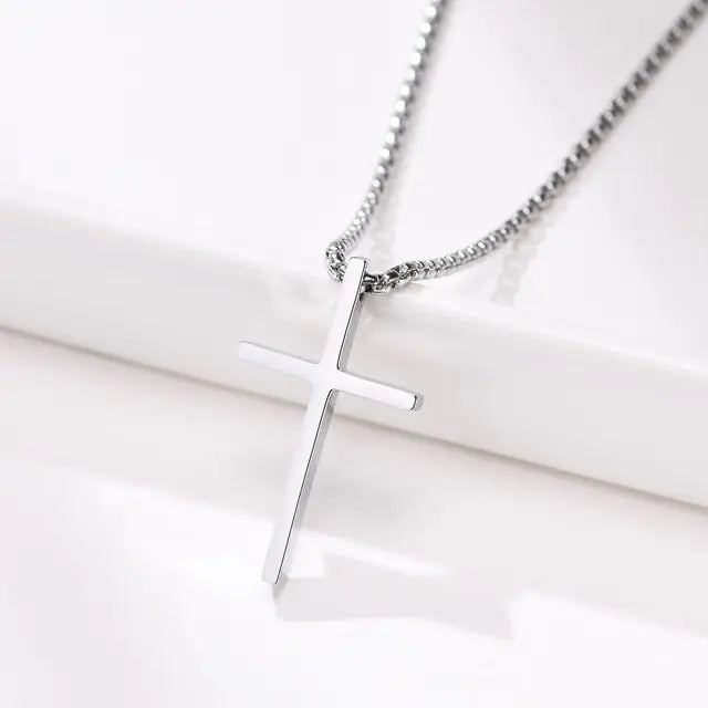 Layered Men's Cross Pendant Necklaces