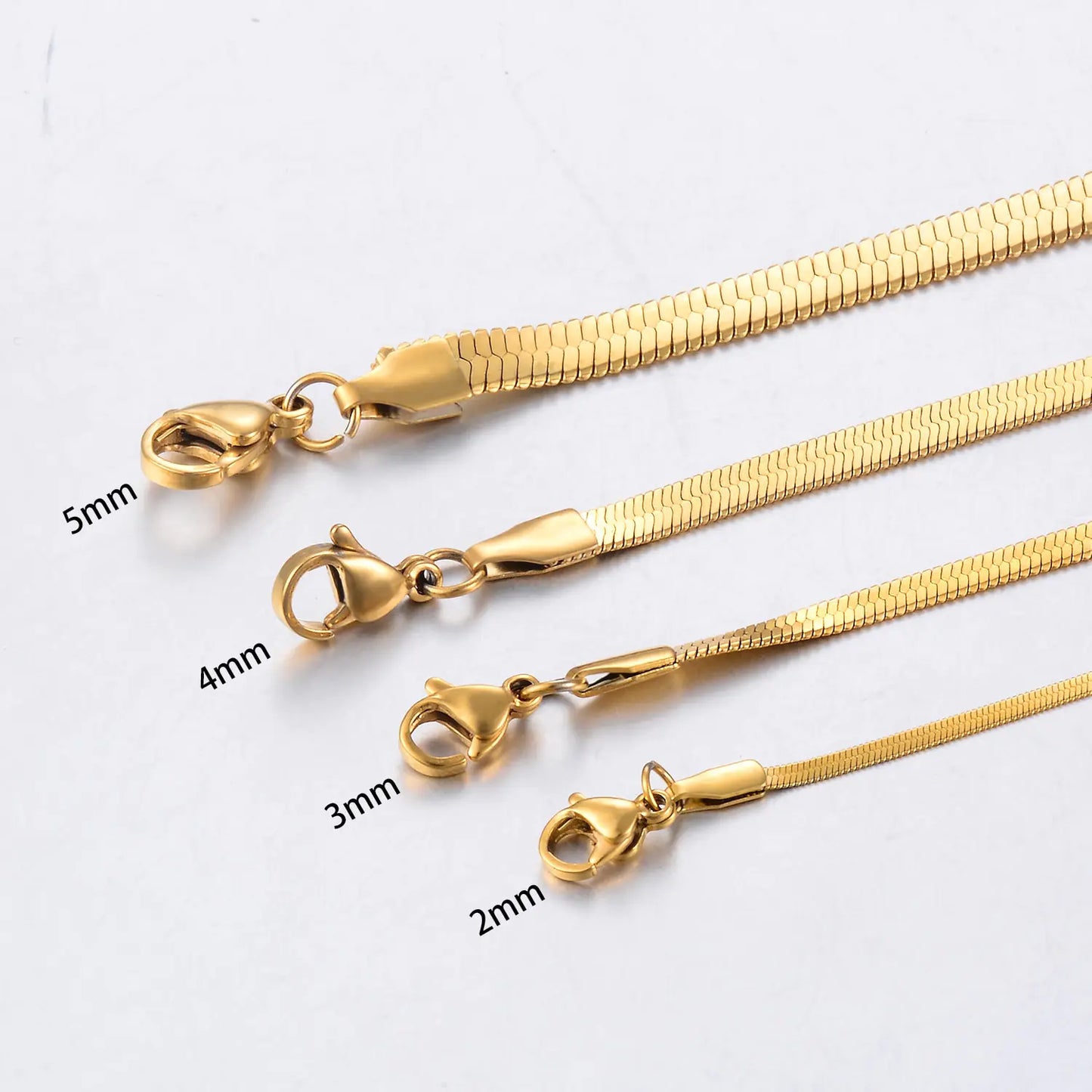 Unique Flat Gold Color Stainless Steel Necklace Blade Chain