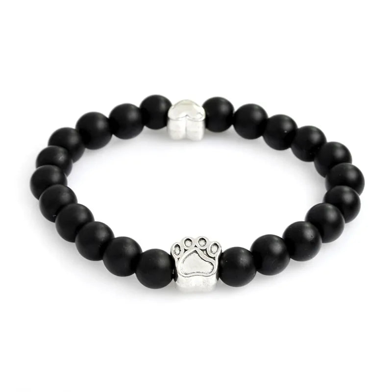 Tiny Antique Paw Charm Stone Bracelet