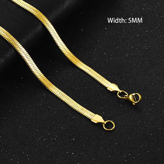 Unique Flat Gold Color Stainless Steel Necklace Blade Chain