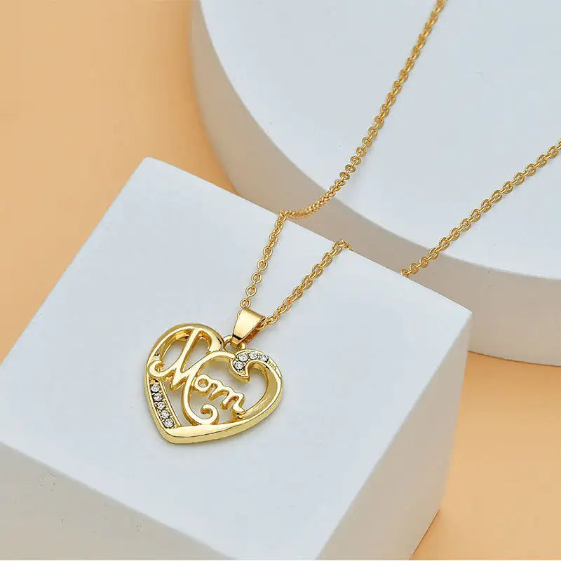 Diamond Heart Shaped Mom Necklace