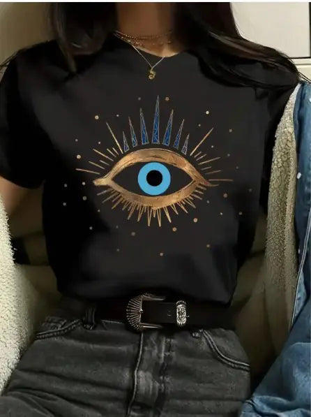 Cute/Evil Eye Casual graphic T-Shirt