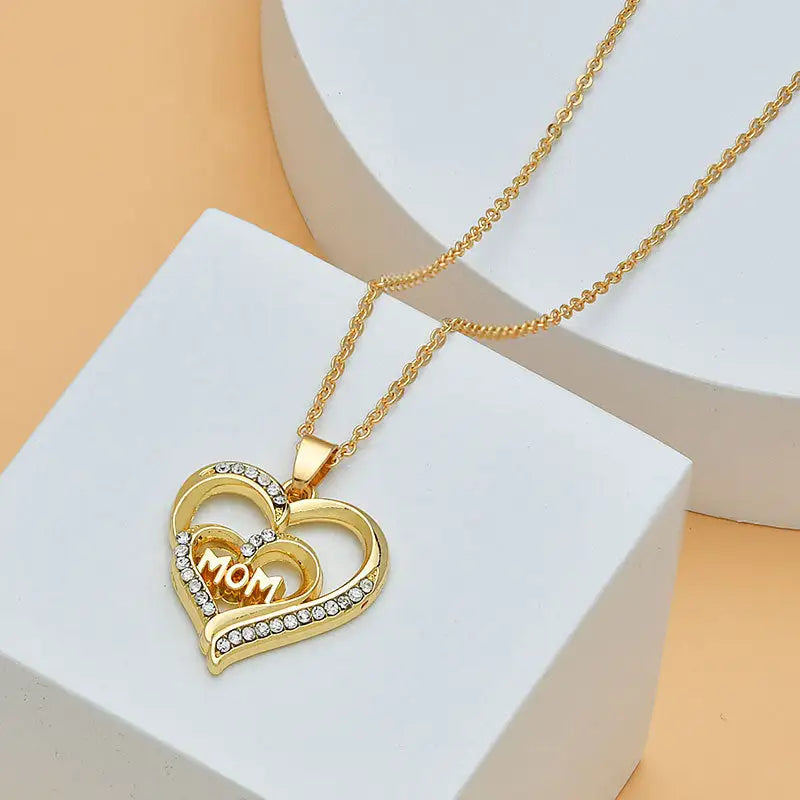 Diamond Heart Shaped Mom Necklace
