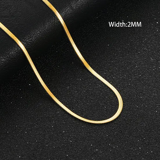 Unique Flat Gold Color Stainless Steel Necklace Blade Chain