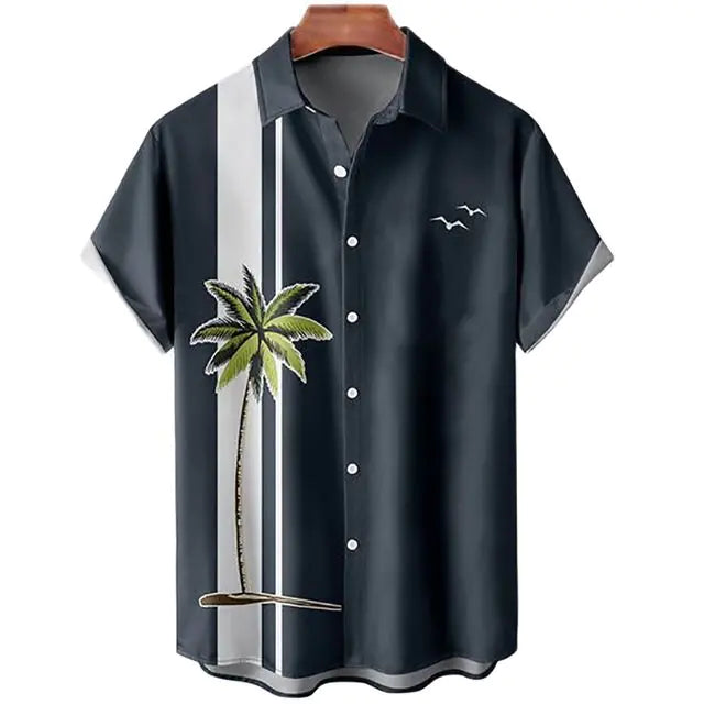 3D Coconut Tree Hawaiian Shirts For Men Summer Beach Short Sleeve