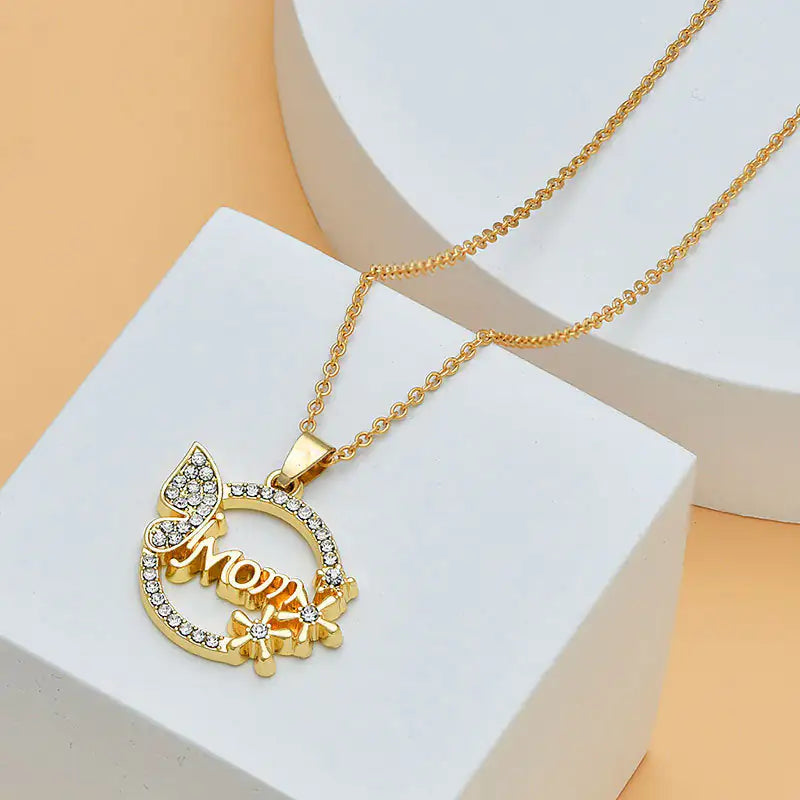 Diamond Heart Shaped Mom Necklace